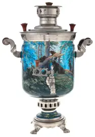 Самовар латунный никелированный "Утро в сосновом бору" Самовар латунный никелированный "Утро в сосновом бору"